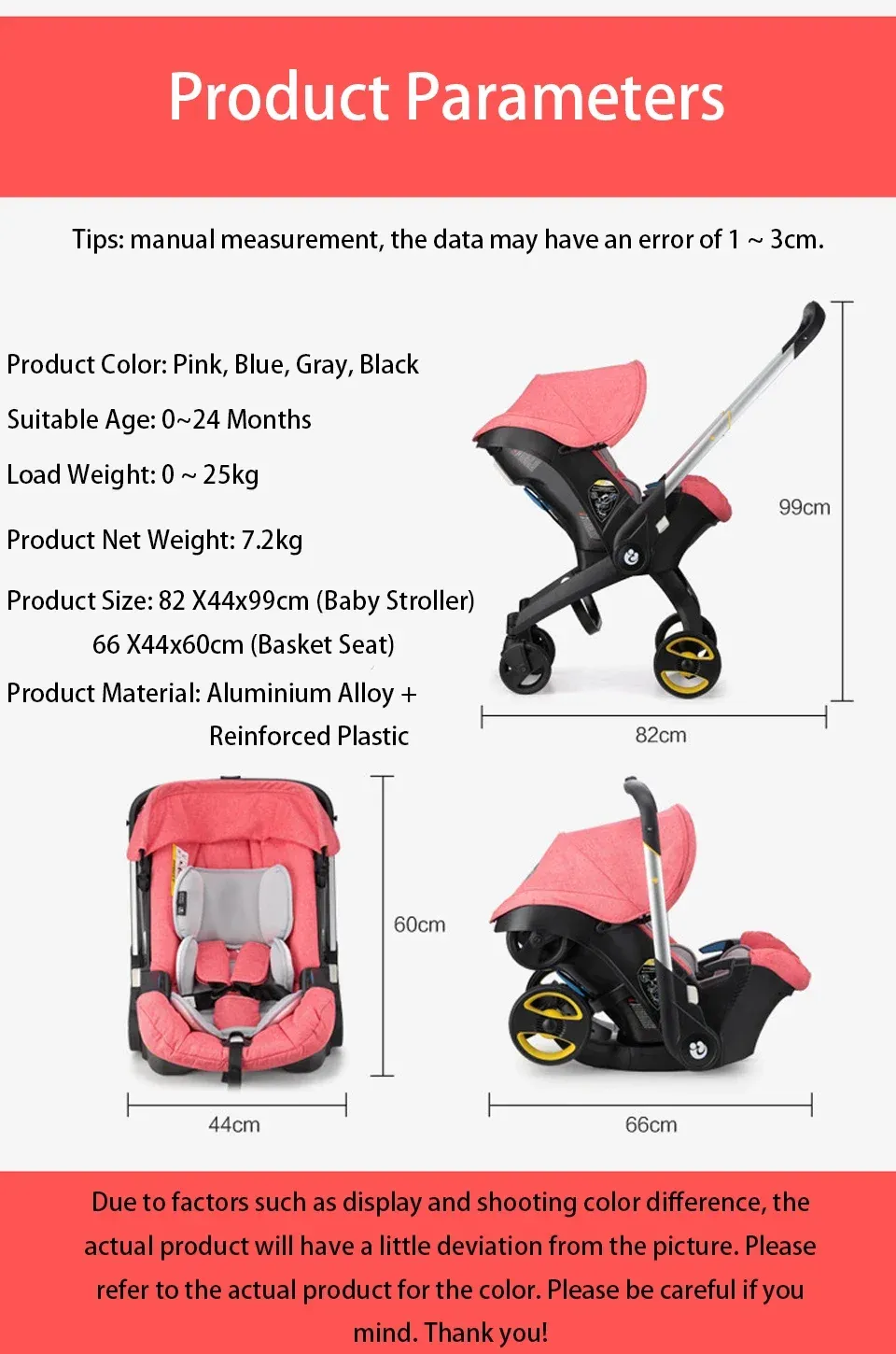 Baby Stroller 4 in 1 Car Seat For Newborn Prams Buggy Safety Cart Carriage Lightweight foldable
