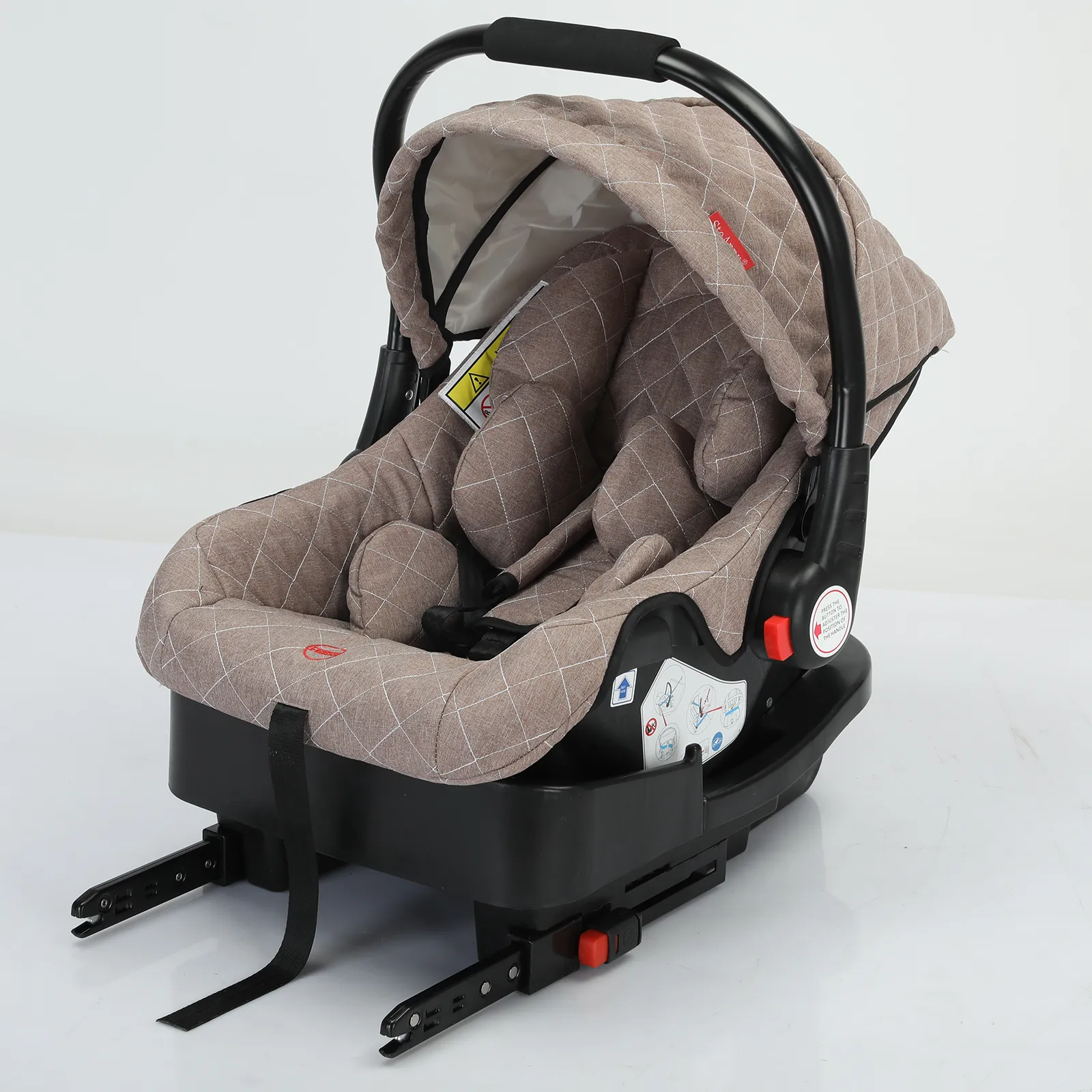 Lightweight Baby Car Seat with ISOFIX Base Portable Newborn Carrier with Sunshade and Head Support for Easy Travel Use