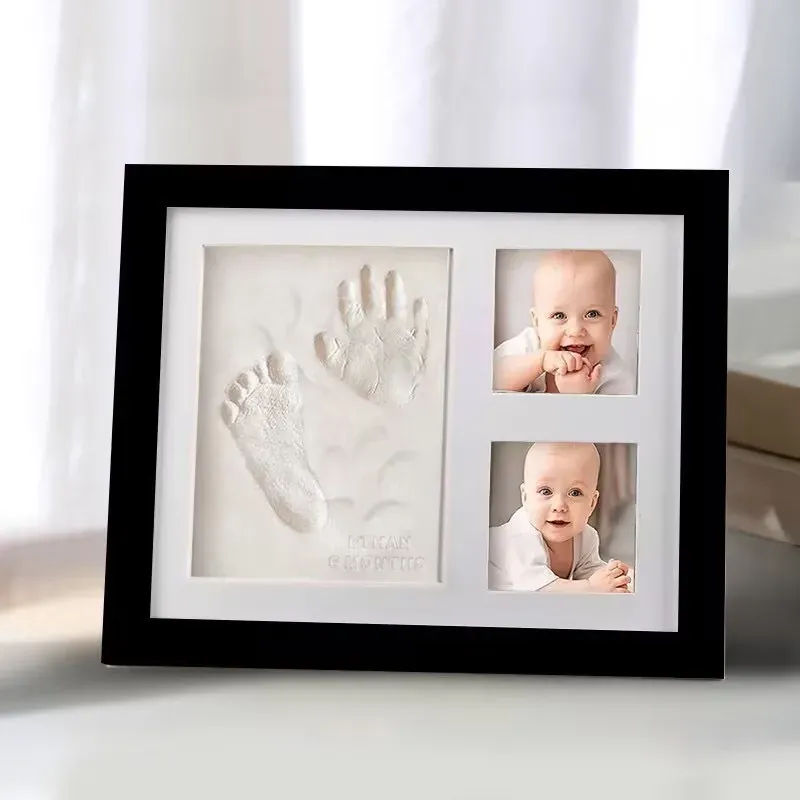 1 Set Non-toxic Baby Souvenirs Baby Milestone Decor Gift Newborn Baby Hand Foot Print DIY Photo Frame With Mold Clay Imprint Kit