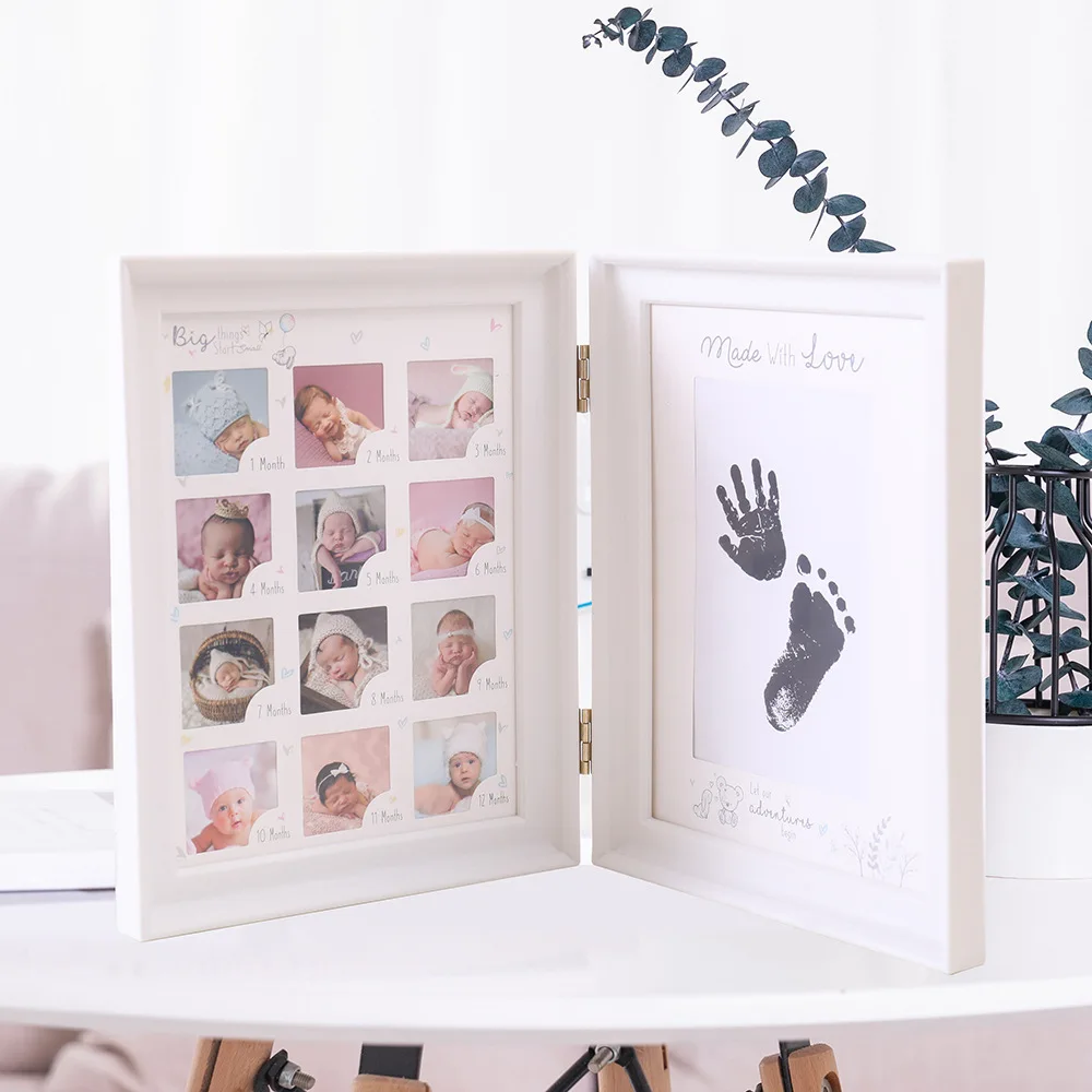 Ylsteed The First Year Baby Keepsake Frame 0-12 Months Milestone Pictures Photo Frame Souvenirs Infant Growing Memory Gift