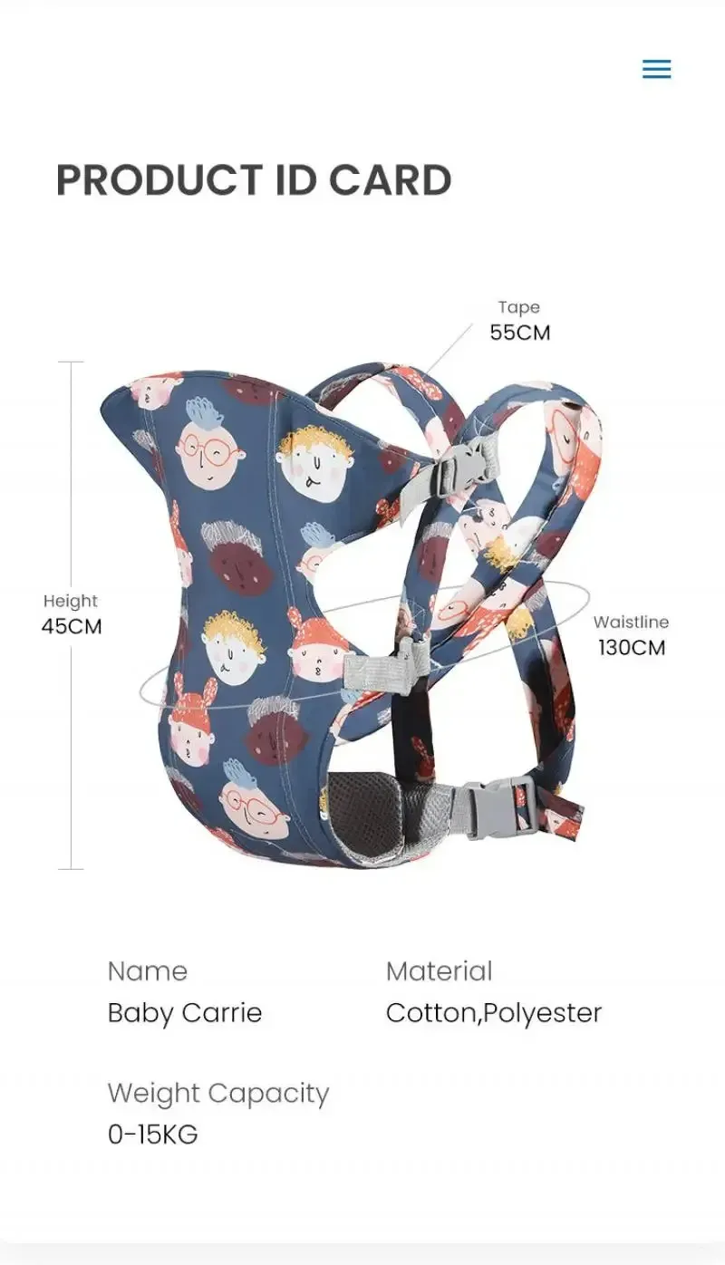 Cartoon Baby Carrier Wrap Front Carry Waist Stool Adjustable Ergonomic Newborn Carriers Baby Sling Breathable Babies Bag Product