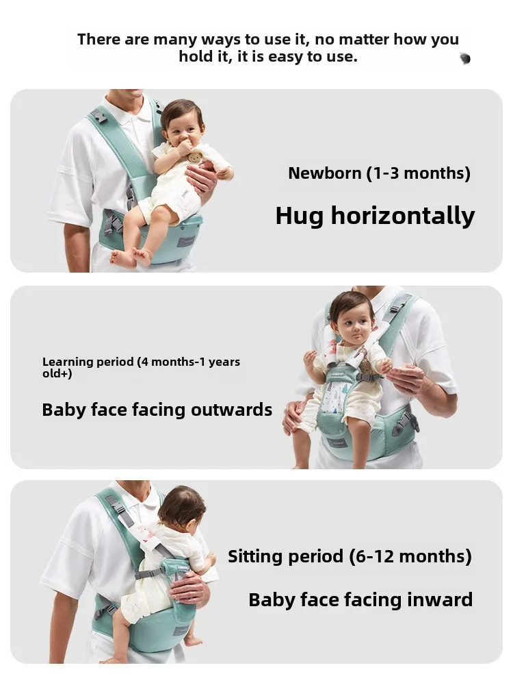 4 in1 Baby Carrier Backpack Breathable Front Facing Infant Sling Pouch Wrap Ergonomic Baby Waist Stool Carriers Bag for Newborn