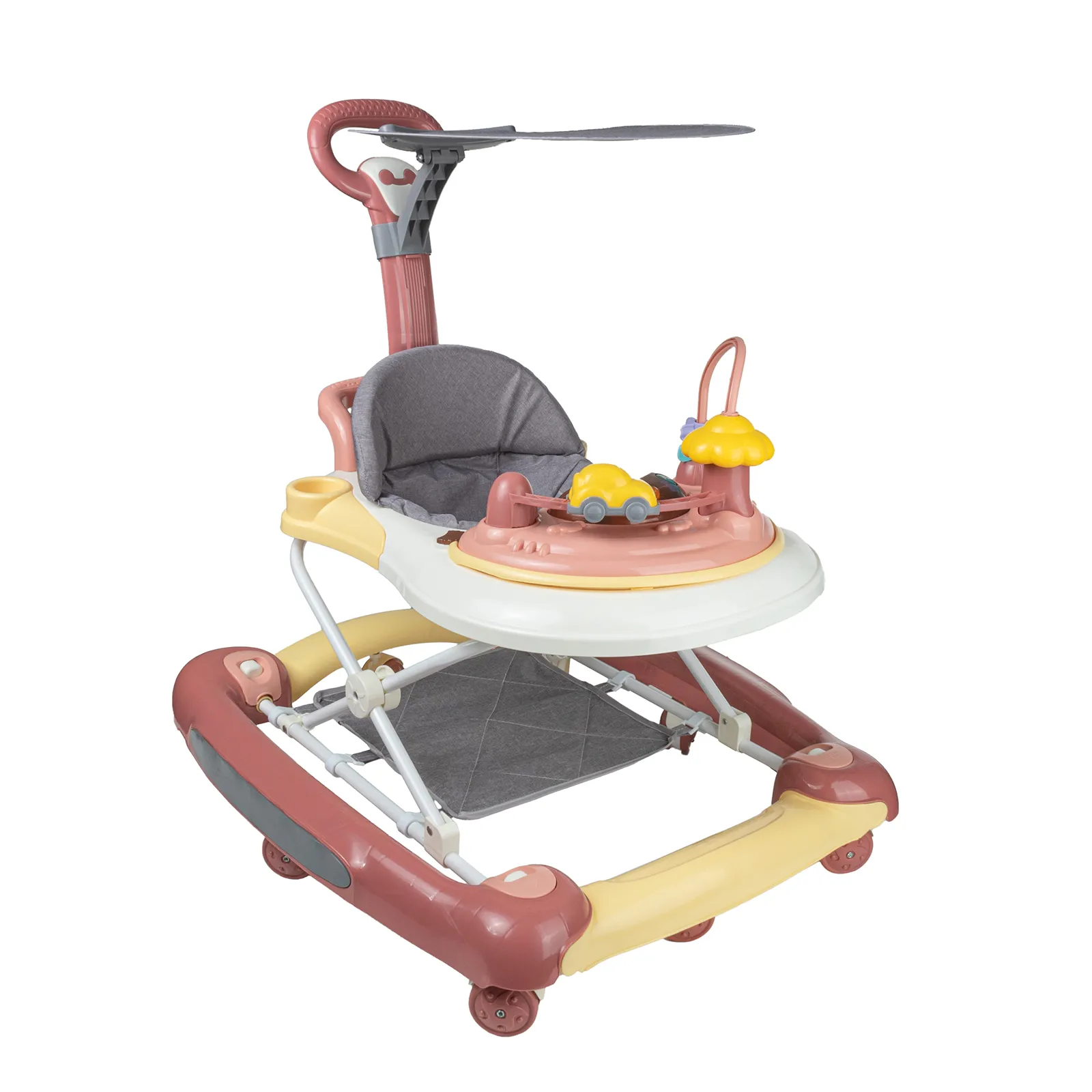 Baby Multi-Functional Comfortable Walker With Awning Anti-Rollover Baby Walker Can Sit, Adjust And Shake The Walker