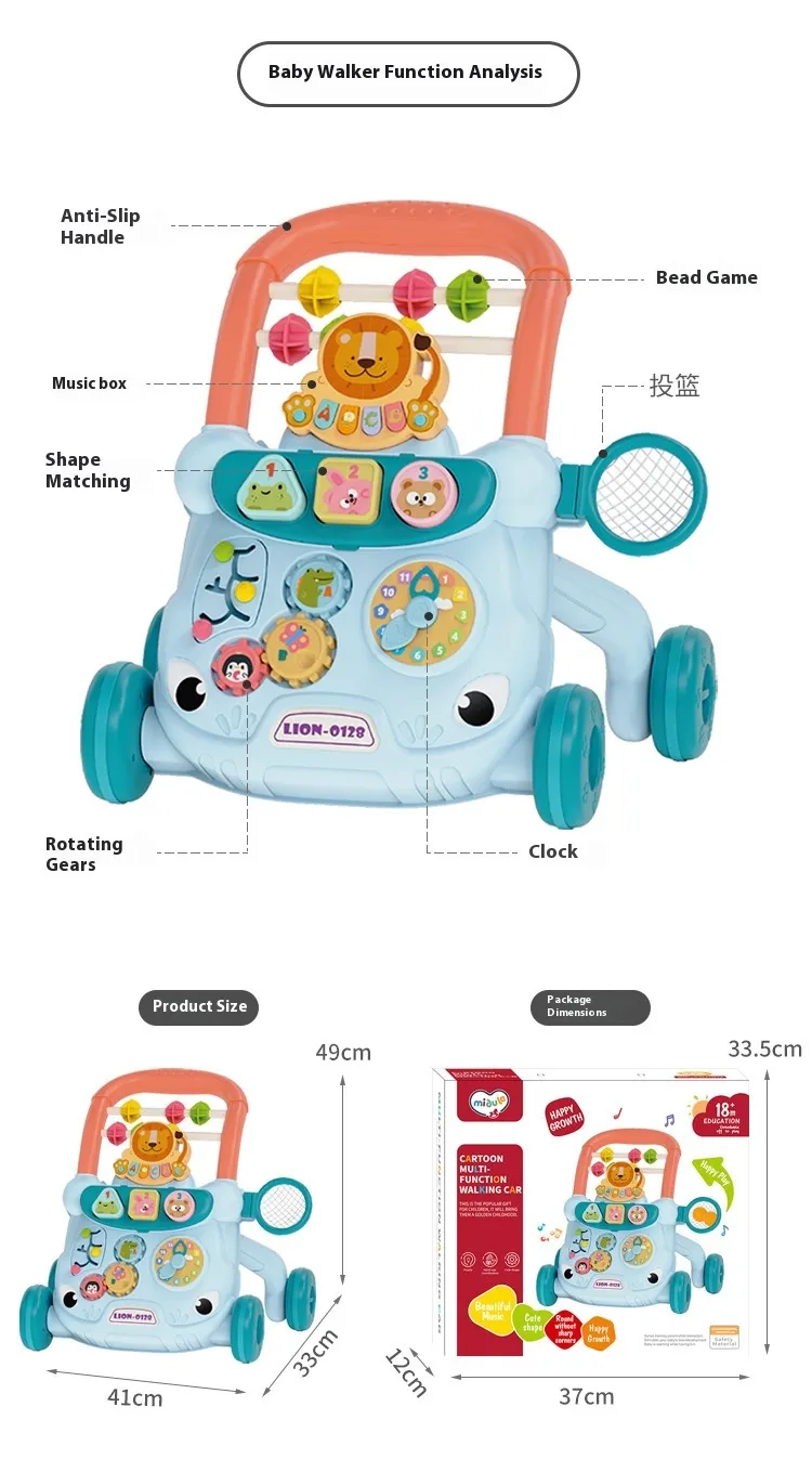 Baby Walker with Wheel for 18+ Months, Anti-Tipping Quiet Tires Toddler Learning Toy Birthday/Christmas Gift, Walker for Baby