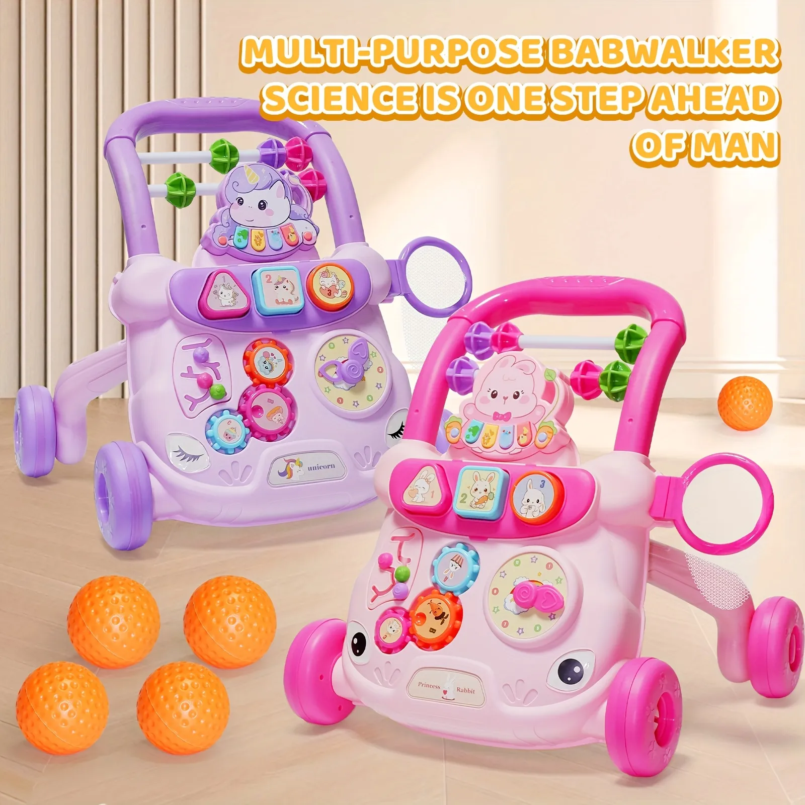 Baby Walker with Wheel for 18+ Months, Anti-Tipping Quiet Tires Toddler Learning Toy Birthday/Christmas Gift, Walker for Baby