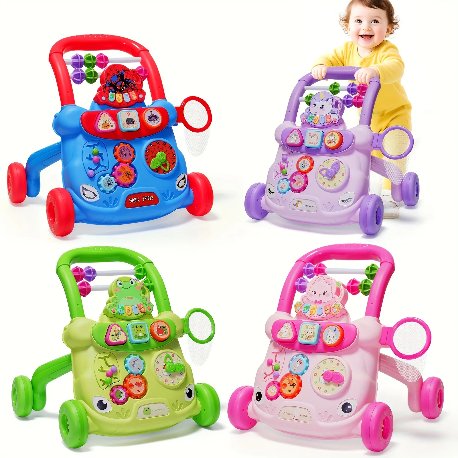 Baby Walker with Wheel for 18+ Months, Anti-Tipping Quiet Tires Toddler Learning Toy Birthday/Christmas Gift, Walker for Baby