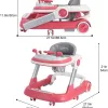 2 in 1 Baby Walker, Toddler Baby Push Walker with Removable Feeding Tray and Music Tray(Without Battery), Foldable Walker