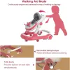 2 in 1 Baby Walker, Toddler Baby Push Walker with Removable Feeding Tray and Music Tray(Without Battery), Foldable Walker