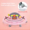 Baby Activity Walker with Music & Light Removable Footrest Toy Rack Feeding Tray One-hand Folding Portable Baby Chair for Infant