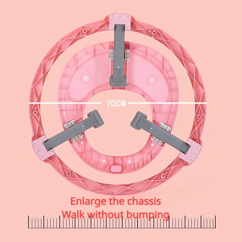 Baby Activity Walker with Music & Light Removable Footrest Toy Rack Feeding Tray One-hand Folding Portable Baby Chair for Infant