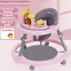 Baby Activity Walker with Music & Light Removable Footrest Toy Rack Feeding Tray One-hand Folding Portable Baby Chair for Infant