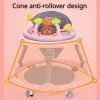 Baby Activity Walker with Music & Light Removable Footrest Toy Rack Feeding Tray One-hand Folding Portable Baby Chair for Infant