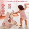 Robotime Robud Wooden Baby Walker Baby Push Walker with Activity Center and Storage Montessori Walker Toy for Boys Girls Pink
