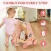Robotime Robud Wooden Baby Walker Baby Push Walker with Activity Center and Storage Montessori Walker Toy for Boys Girls Pink