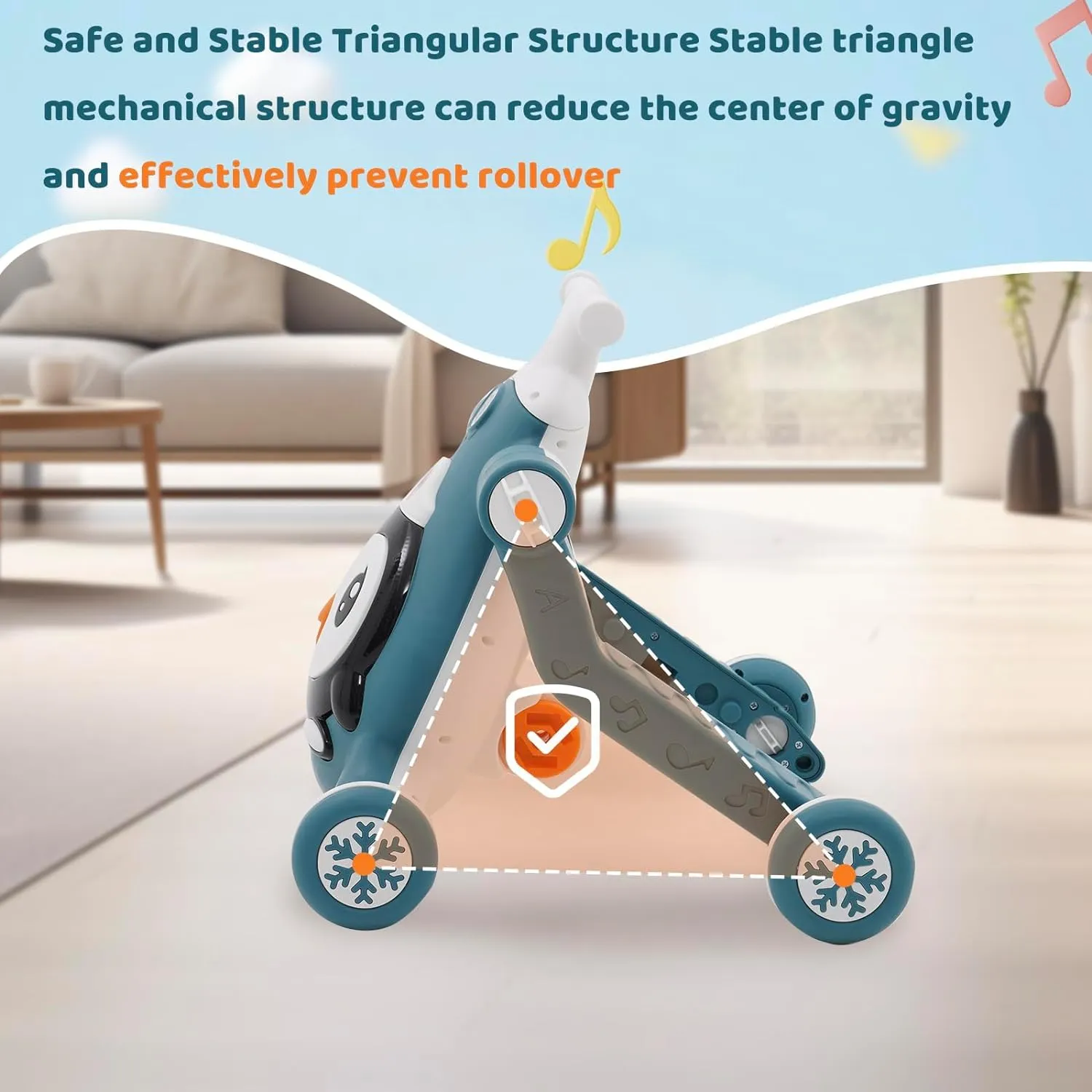 Baby Walker First Step 3 in 1 Sit-to-Stand Learning Walker Multifunctional Baby Push Along Walker Kids Activity Center