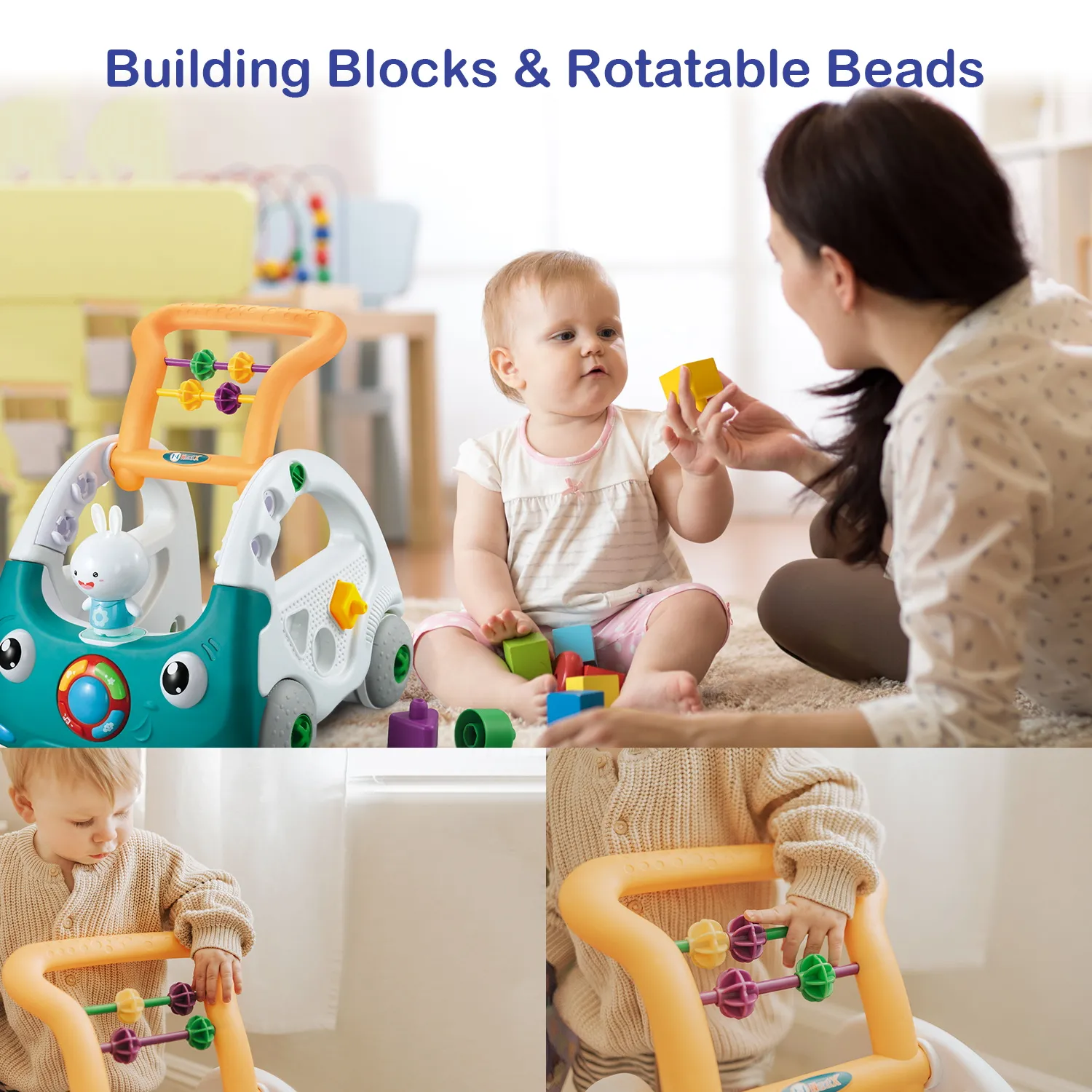 EDUCIRO 4-in-1 Baby Walker for Boys Girls, Sit to Stand Learning Walker, Baby Push Walker, Learning Push Toys for Baby