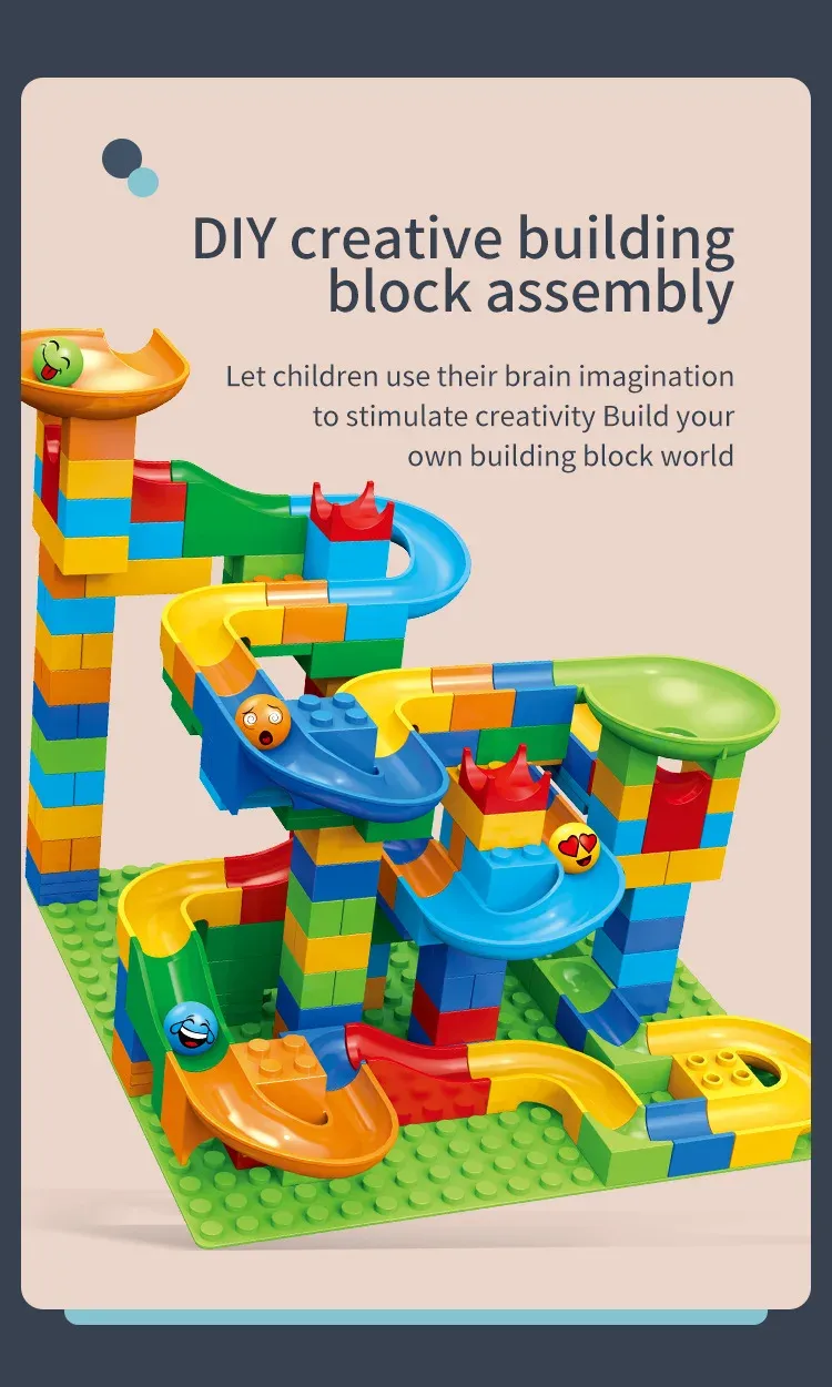 ​Children ​DIY Creative Bricks Assemble Building Blocks Toys Subsize Marble Race Labyrinth Ball Parent-Child Interaction Toys