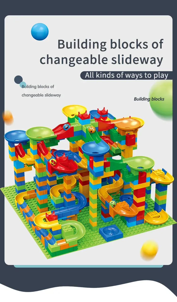 ​Children ​DIY Creative Bricks Assemble Building Blocks Toys Subsize Marble Race Labyrinth Ball Parent-Child Interaction Toys