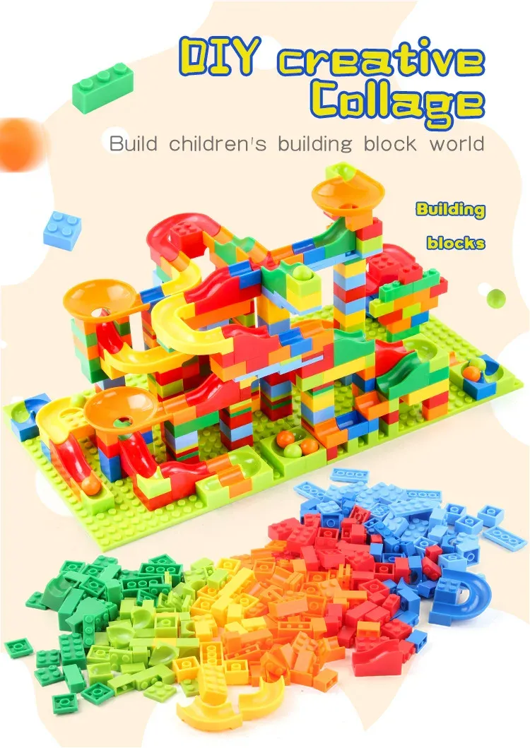 ​Children ​DIY Creative Bricks Assemble Building Blocks Toys Subsize Marble Race Labyrinth Ball Parent-Child Interaction Toys