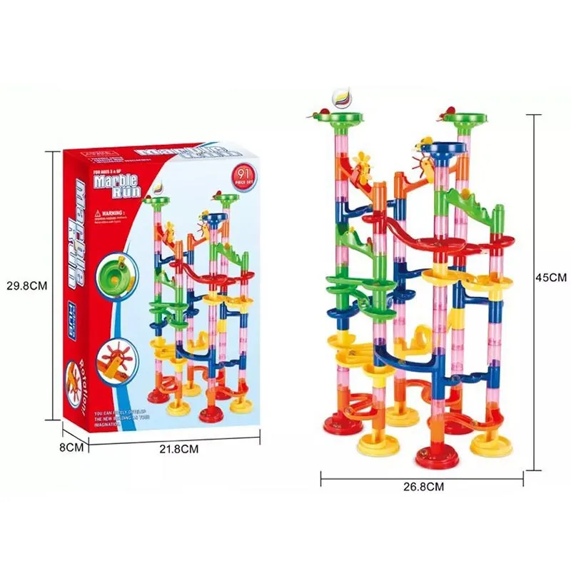 Marble Run Race Track Building Blocks Kids 3D Maze Ball Roll Toy DIY Marble Run Race Coaster Set Marble Slide Pipes  Puzzle Toys