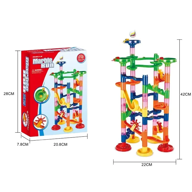 Marble Run Race Track Building Blocks Kids 3D Maze Ball Roll Toy DIY Marble Run Race Coaster Set Marble Slide Pipes  Puzzle Toys