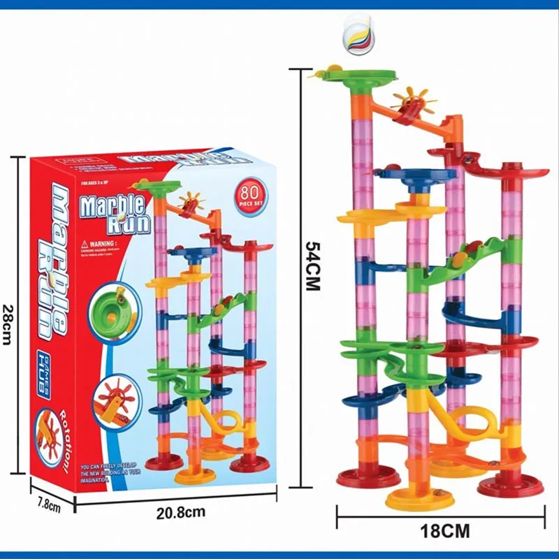 Marble Run Race Track Building Blocks Kids 3D Maze Ball Roll Toy DIY Marble Run Race Coaster Set Marble Slide Pipes  Puzzle Toys