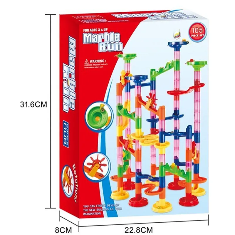 Marble Run Race Track Building Blocks Kids 3D Maze Ball Roll Toy DIY Marble Run Race Coaster Set Marble Slide Pipes  Puzzle Toys