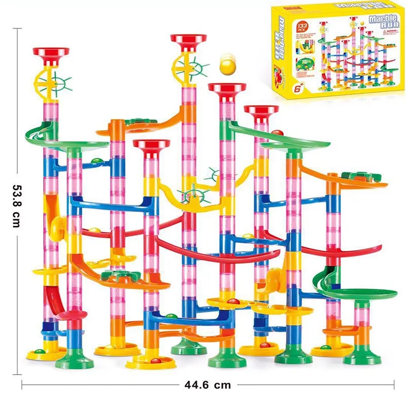 Marble Run Race Track Building Blocks Kids 3D Maze Ball Roll Toy DIY Marble Run Race Coaster Set Marble Slide Pipes  Puzzle Toys