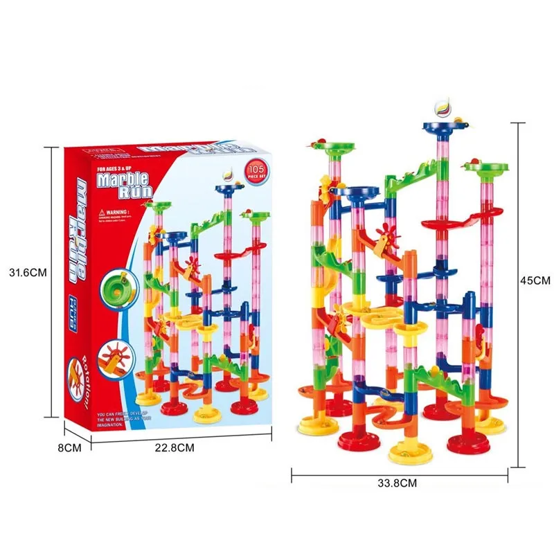 Marble Run Race Track Building Blocks Kids 3D Maze Ball Roll Toy DIY Marble Run Race Coaster Set Marble Slide Pipes  Puzzle Toys