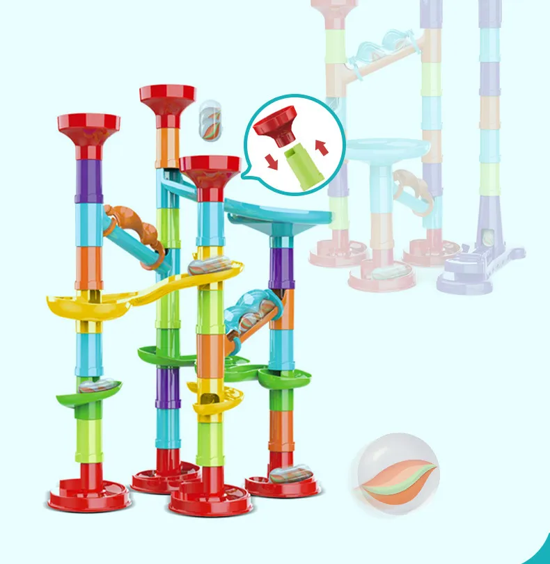 Marbles Run Catapult Track Building Blocks Slide Beads Educational Toys Children Gift Race Balls Toy Marble Track Race Set