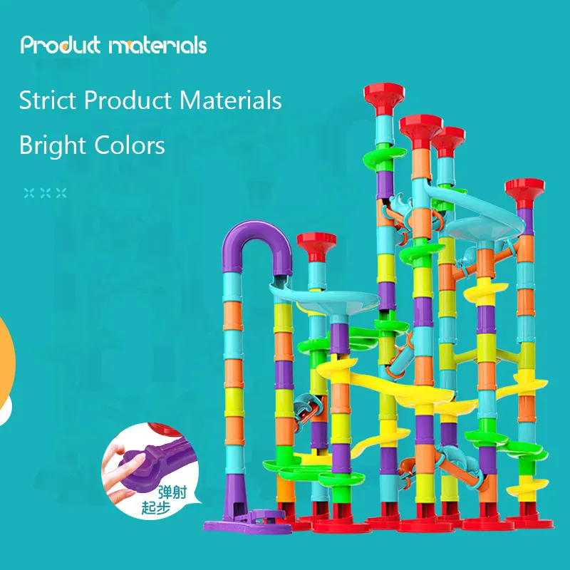Marbles Run Catapult Track Building Blocks Slide Beads Educational Toys Children Gift Race Balls Toy Marble Track Race Set