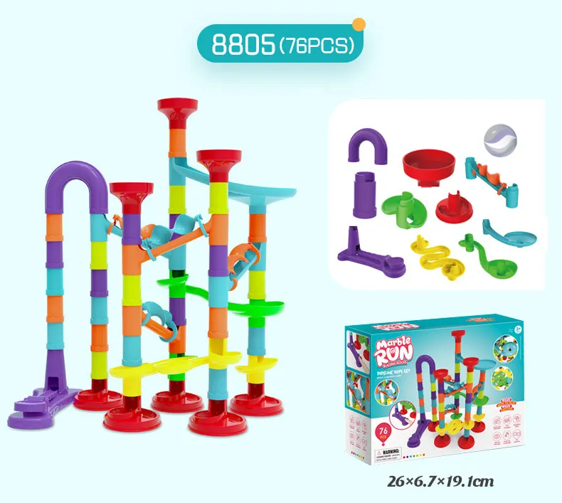 Marbles Run Catapult Track Building Blocks Slide Beads Educational Toys Children Gift Race Balls Toy Marble Track Race Set