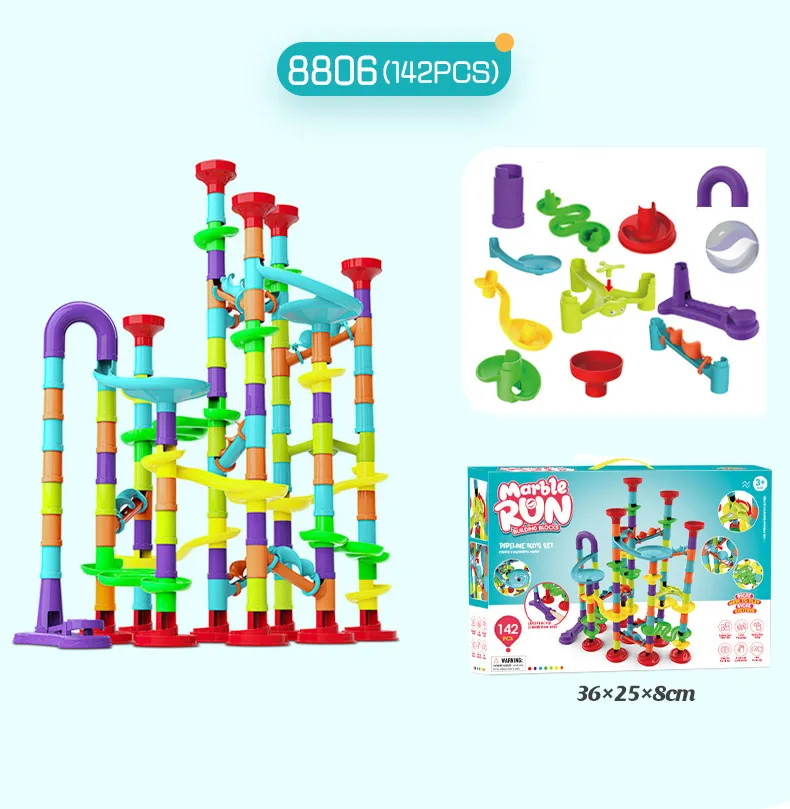 Marbles Run Catapult Track Building Blocks Slide Beads Educational Toys Children Gift Race Balls Toy Marble Track Race Set