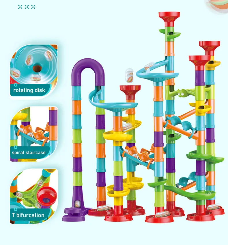 Marbles Run Catapult Track Building Blocks Slide Beads Educational Toys Children Gift Race Balls Toy Marble Track Race Set