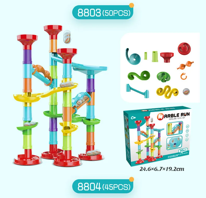 Marbles Run Catapult Track Building Blocks Slide Beads Educational Toys Children Gift Race Balls Toy Marble Track Race Set