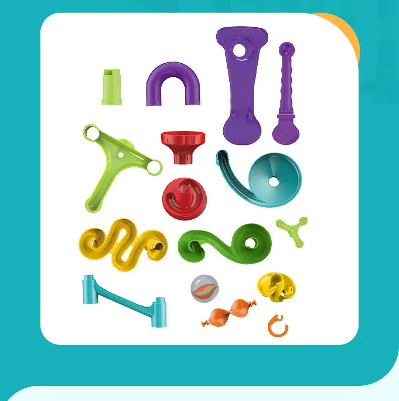 Marbles Run Catapult Track Building Blocks Slide Beads Educational Toys Children Gift Race Balls Toy Marble Track Race Set