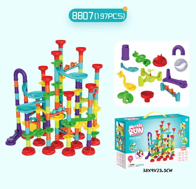 Marbles Run Catapult Track Building Blocks Slide Beads Educational Toys Children Gift Race Balls Toy Marble Track Race Set