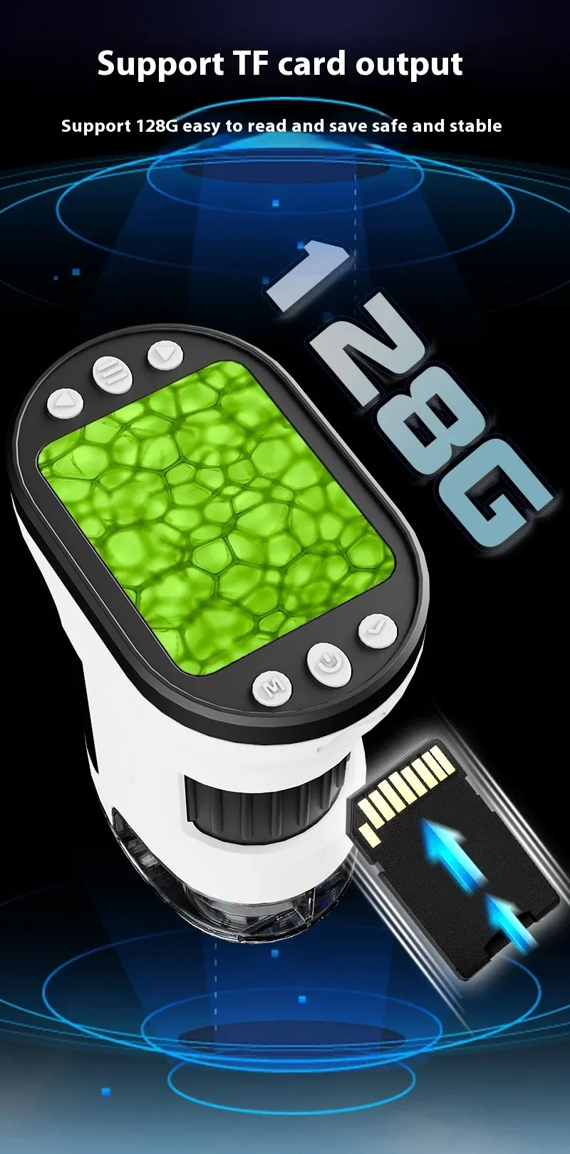 Kids Microscope Biological Kit 1000x Magnifier 200 Megapixels with LED Photo Video Function Educational Toy Science for Children