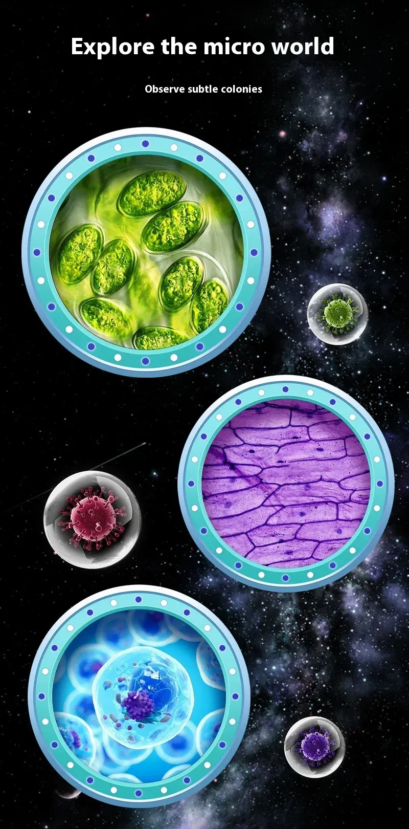 Kids Microscope Biological Kit 1000x Magnifier 200 Megapixels with LED Photo Video Function Educational Toy Science for Children