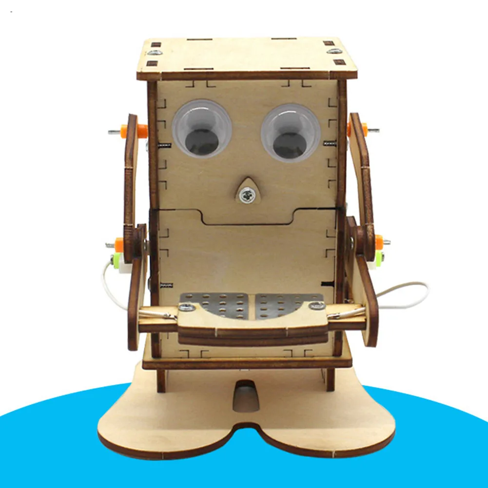 Robot Eating Coin Wood DIY Model Teaching Learning Stem Project Kit for Kid Science Experiment Education Toy Wooden Assemble Kit