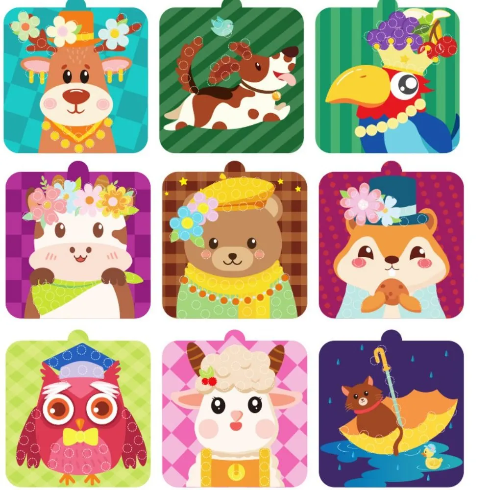 Handmade Material Children's Sticker Book Educational Hairball Animal Pompom Art Kit Early Learning Cartoon Pompom Crafts Toy