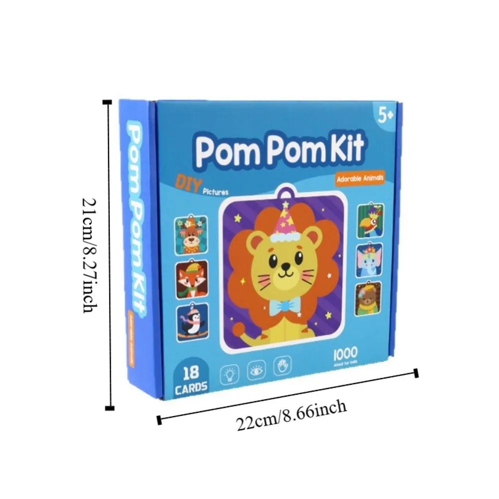 Handmade Material Children's Sticker Book Educational Hairball Animal Pompom Art Kit Early Learning Cartoon Pompom Crafts Toy