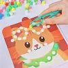 Handmade Material Children's Sticker Book Educational Hairball Animal Pompom Art Kit Early Learning Cartoon Pompom Crafts Toy