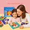 Handmade Material Children's Sticker Book Educational Hairball Animal Pompom Art Kit Early Learning Cartoon Pompom Crafts Toy