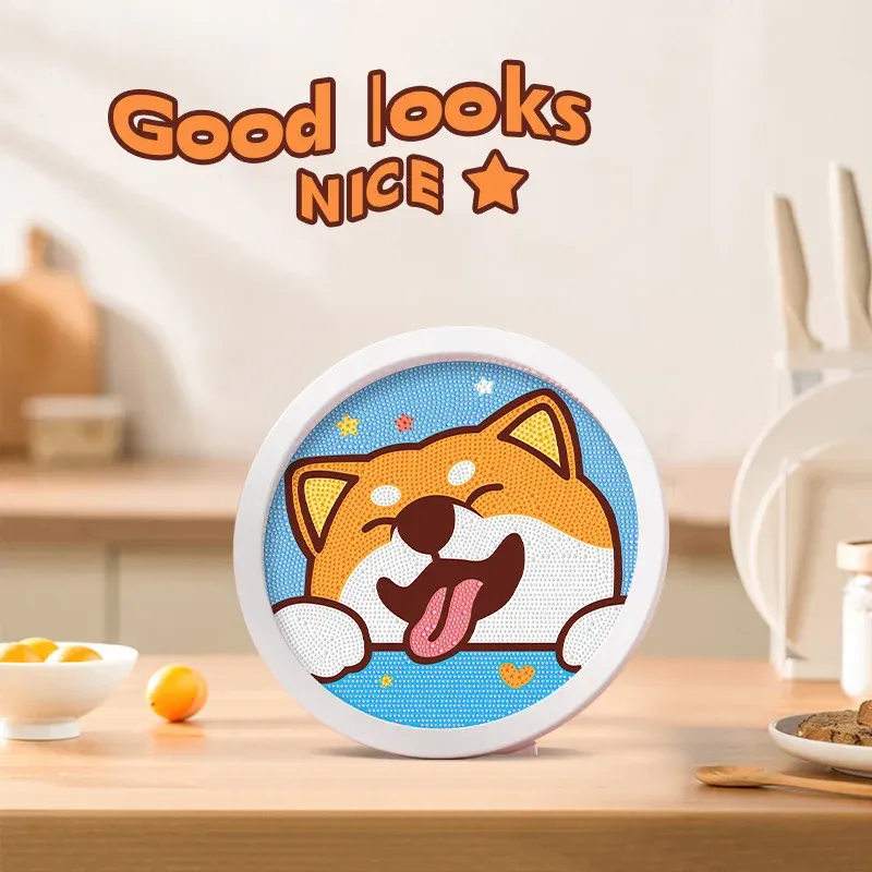 Round frame unicorn diamond painting kitten children's handmade dinosaur creative diamond stickers tiger diy point diamond paint