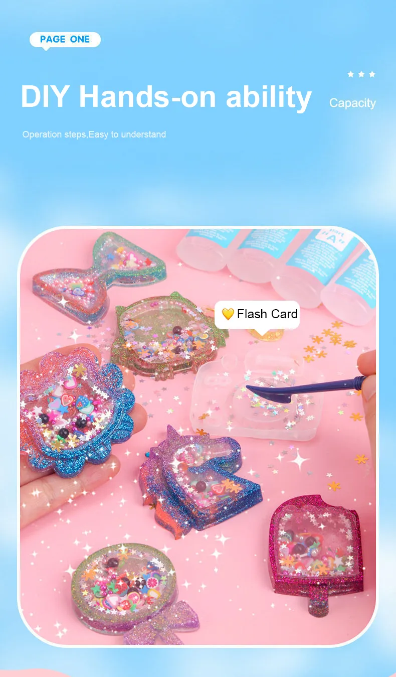 Kids DIY Crystal Glue Key chain Art Craft Set for Girls birthday Gift
