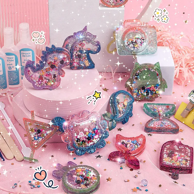 Kids DIY Crystal Glue Keychain Craft Set – Girls Birthday Gift