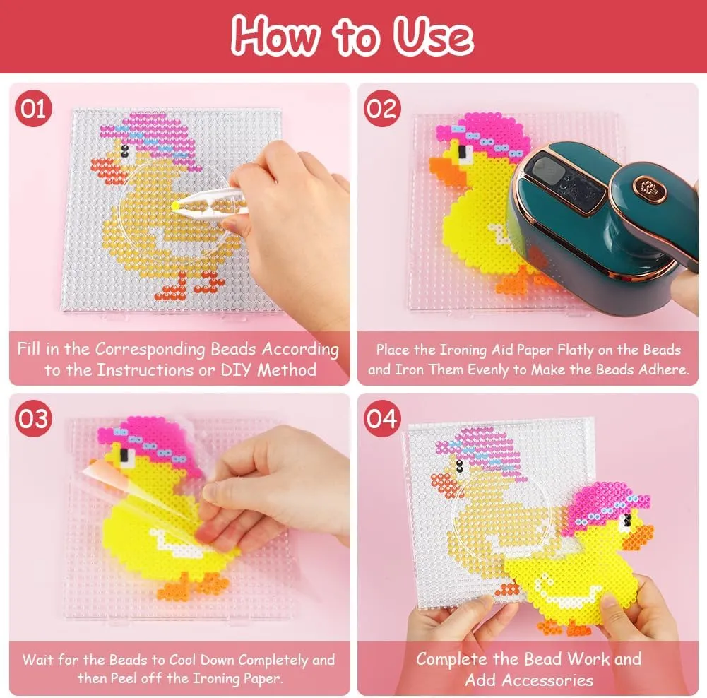 Fuse Beads Kit, 600pcs 5mm Iron Beads Set for Kids, DIY Art Craft Toys Iron Beads, Christmas Birthday Gift for Boys and Girls