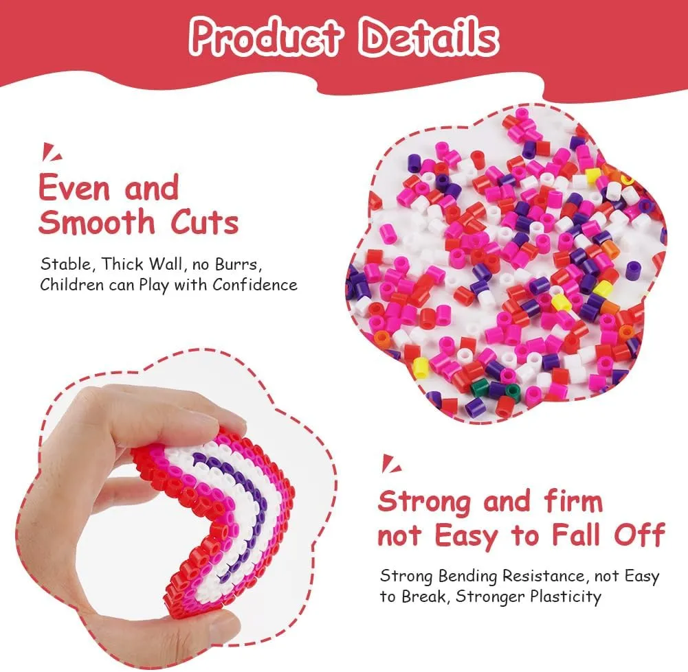 Fuse Beads Kit, 600pcs 5mm Iron Beads Set for Kids, DIY Art Craft Toys Iron Beads, Christmas Birthday Gift for Boys and Girls