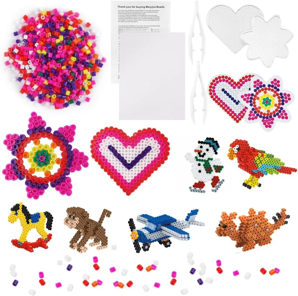 Fuse Beads Kit, 600pcs 5mm Iron Beads Set for Kids, DIY Art Craft Toys Iron Beads, Christmas Birthday Gift for Boys and Girls